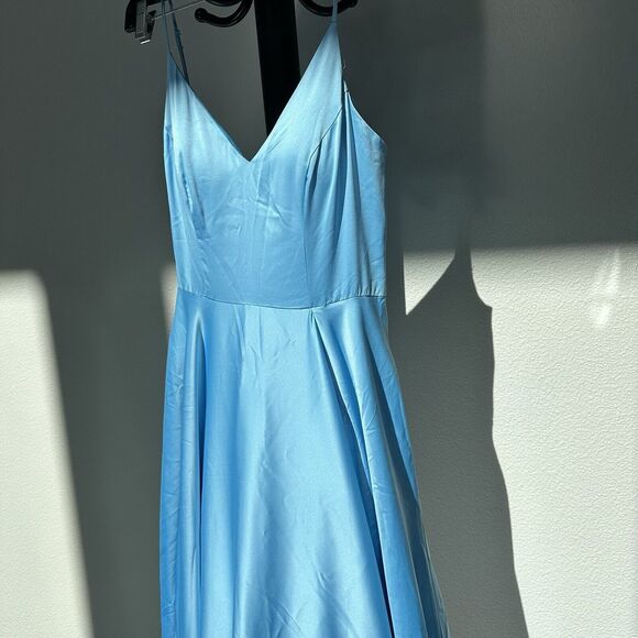 B. Darlin Maxi Slit Dress Sleeveless Women 7/8 Blue Cinderella Wedding‎ Guest - Picture 4 of 11